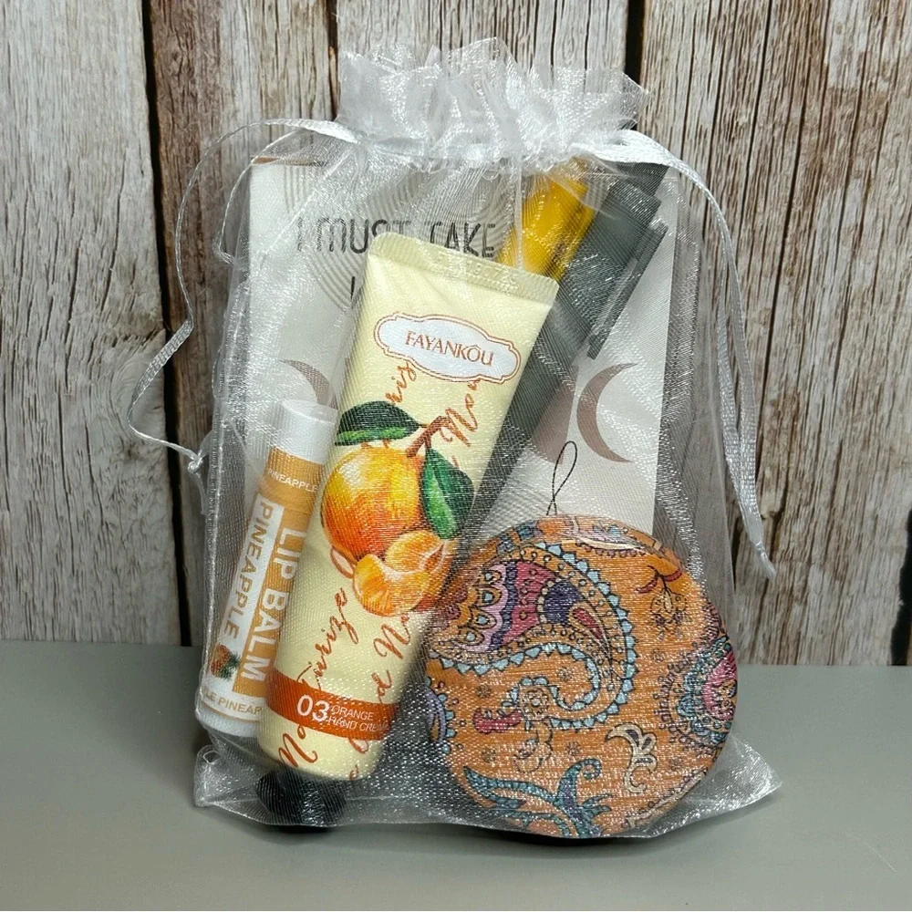 Self Care Kit Notebooks Pens Candle Hand Cream Lip Balm Gift Set